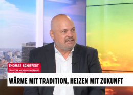 Dr. Thomas Schiffert, Geschäftsführer des Österreichischen Kachelofenverbandes, im oe24-TV-Interview über Holzheizen und Kachelöfen.